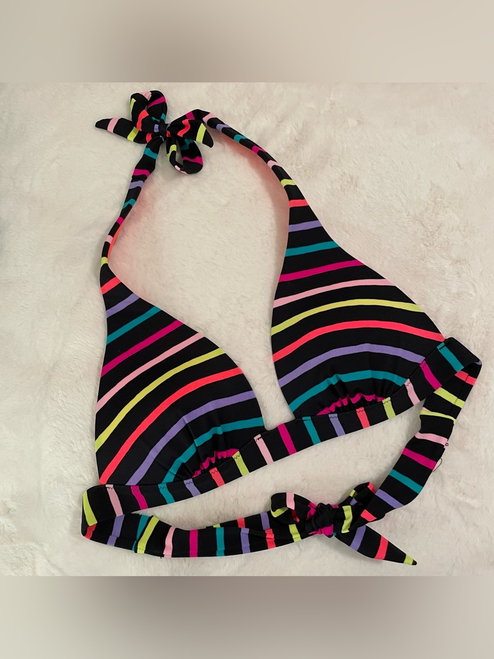 Neon Striped Victoria’s Secret Push Up Bikini Top